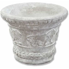  Urn W/Lions Circling 9  Planters  Sculpture, Home Decor, XoticBrands, XoticBrands Home Decor