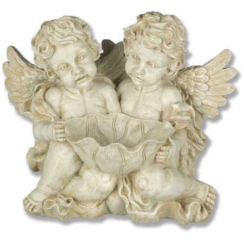 Cherub Holding Leaf Bowl Garden Angel Statue - XoticBrands Home Decor