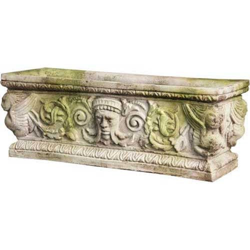  Greenman Rectangle Urn 11  Planters  Sculpture, Home Decor, XoticBrands, XoticBrands Home Decor