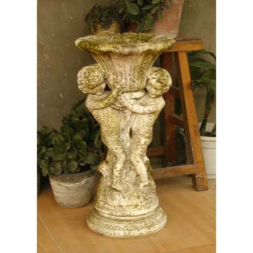  Putti & Fan Urn 20  Angel  Sculpture, Home Decor, XoticBrands, XoticBrands Home Decor