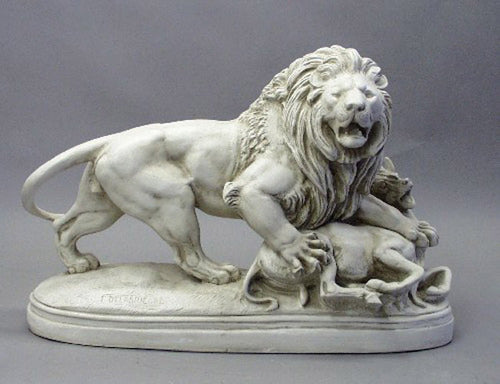  Lion With Lamb 28 W Animal Sculpture, Home Decor, XoticBrands, XoticBrands Home Decor