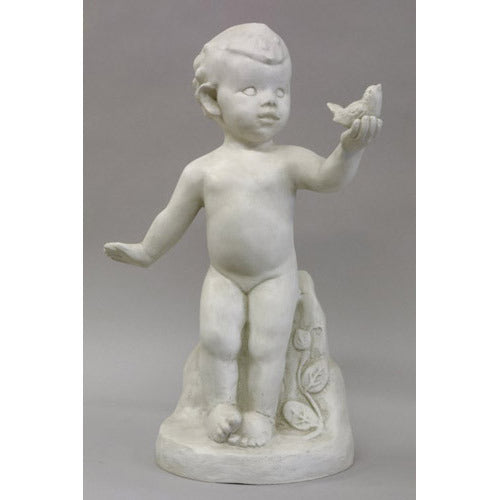  Nature's Child W/Bird 21 H (Cppr) Animal Classical  Sculpture, Home Decor, XoticBrands, XoticBrands Home Decor