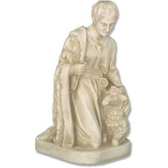Shepherd Kneeling Sheep 19 Religious Sculpture - XoticBrands Home Decor