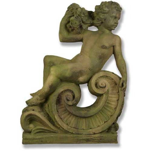 Summer Angel On Scroll 36 Garden Angel Statue - XoticBrands Home Decor