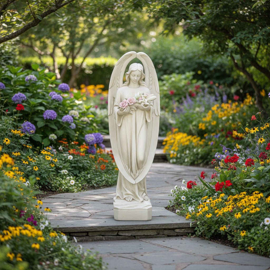 Angel Of Mourning 34 H Garden Angel Statue - XoticBrands Home Decor