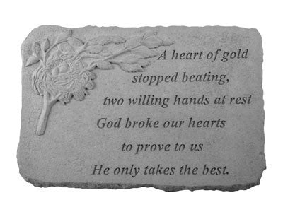 A Heart Of Gold...W/Birds Nest Memorial Garden Stone - XoticBrands Home Decor