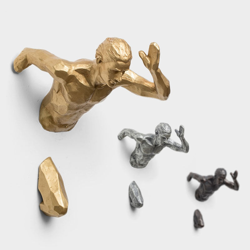 Creative Industrial Style Running Sculpture Resin Living Room Background Wall Decoration Hanging Run Figure Statue Sports Man - XoticBrands Home Decor