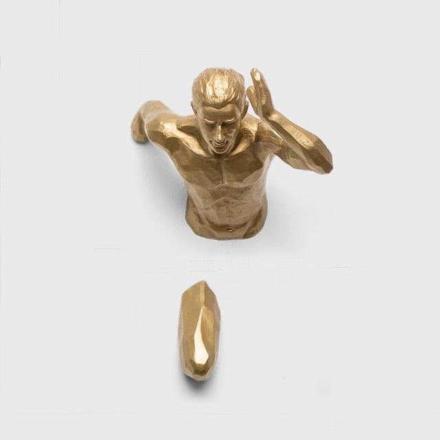 Creative Industrial Style Running Sculpture Resin Living Room Background Wall Decoration Hanging Run Figure Statue Sports Man - XoticBrands Home Decor