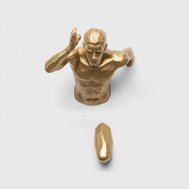Creative Industrial Style Running Sculpture Resin Living Room Background Wall Decoration Hanging Run Figure Statue Sports Man - XoticBrands Home Decor