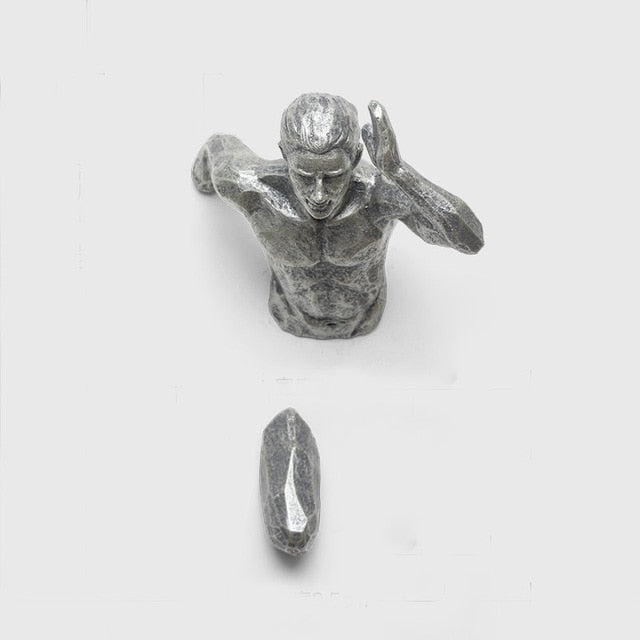 Creative Industrial Style Running Sculpture Resin Living Room Background Wall Decoration Hanging Run Figure Statue Sports Man - XoticBrands Home Decor
