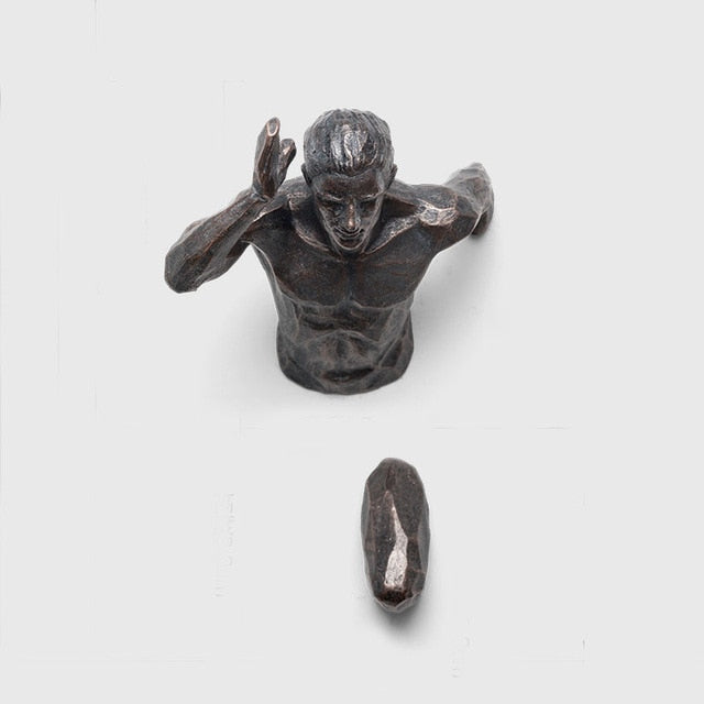 Creative Industrial Style Running Sculpture Resin Living Room Background Wall Decoration Hanging Run Figure Statue Sports Man - XoticBrands Home Decor