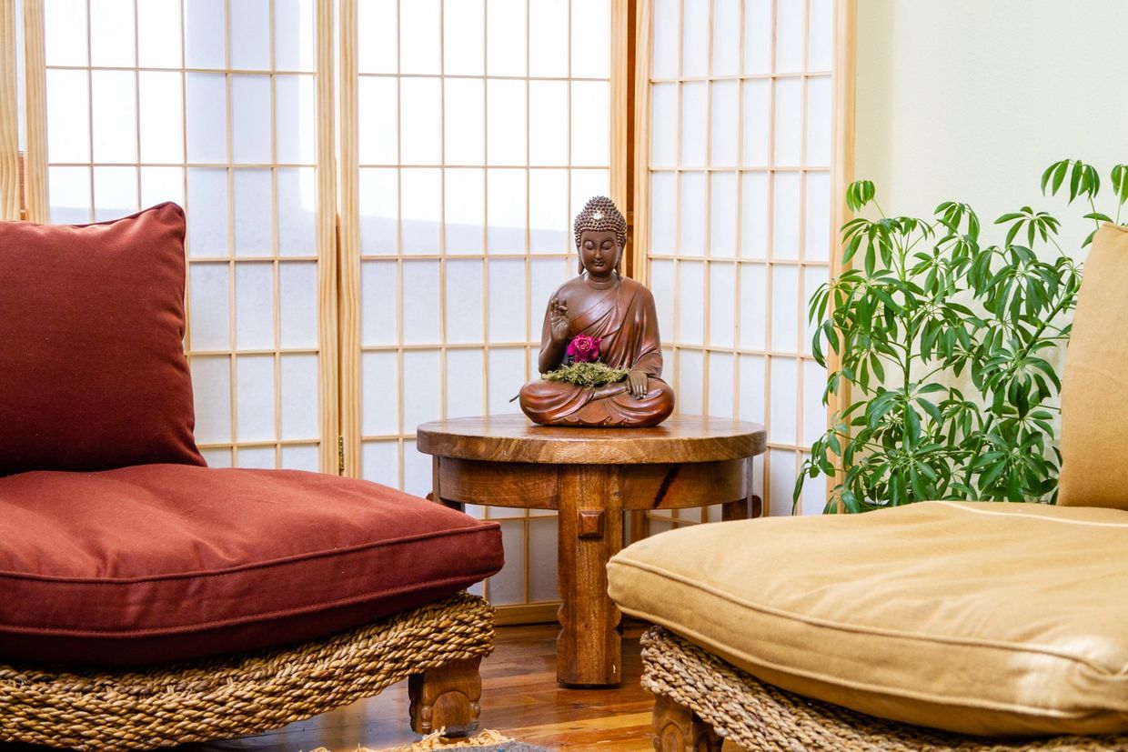 Seagrass Meditation Chair Natural Sustainable Mango Wood with Cushion XoticBrands Home Decor